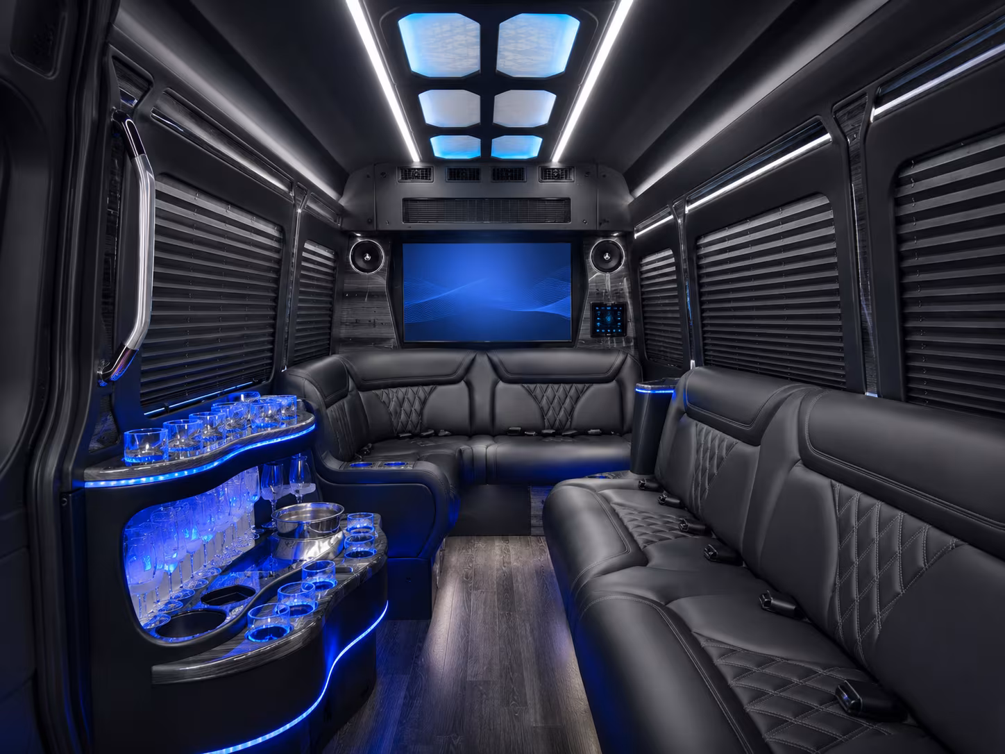 peoria 50 passenger party bus inside